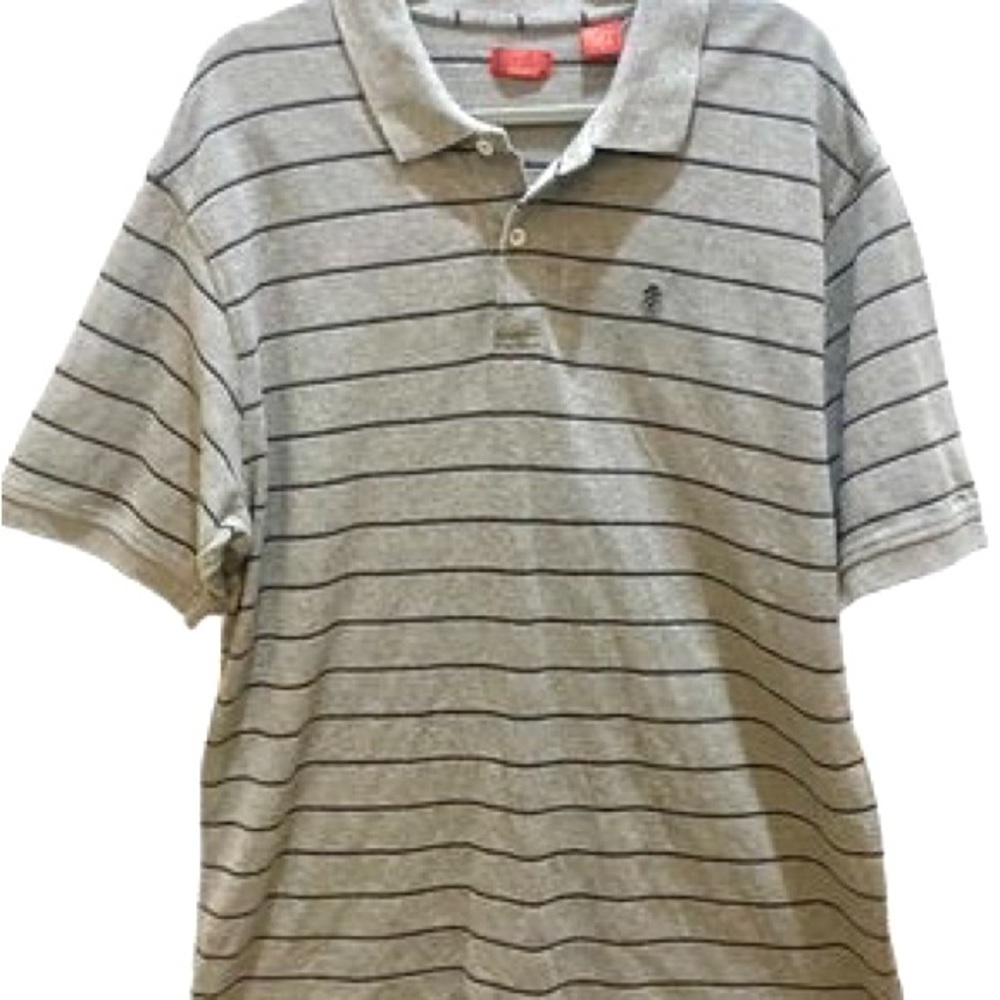 IZOD Men's Gray Pinstripe Short Sleeve Golf Polo Shirt Size XL